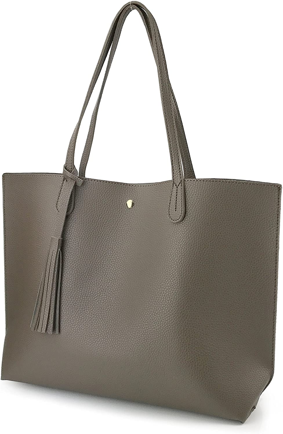 Minimalist Clean Cut Pebbled Faux Leather Tote Womens Shoulder Handbag