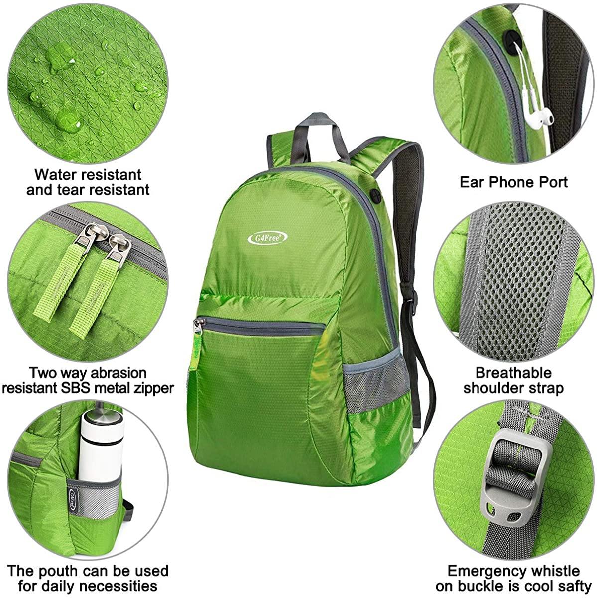 G4Free Ultra Lightweight Packable Backpack Travel Hiking Daypack Handy Foldable Water Resistant Camping Outdoor Backpack - JOY2ESpree