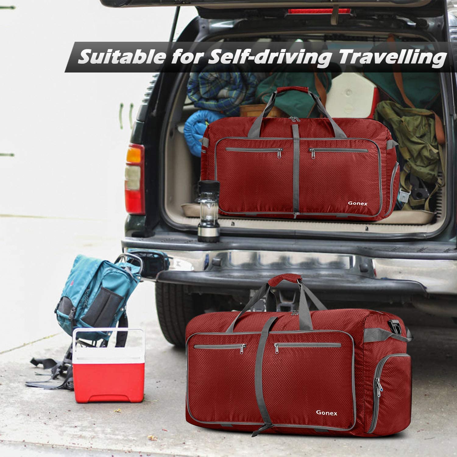 Gonex 150L Travel Duffel Bag Foldable Extra Large Duffle Bag XL Heavy Duty for Men Women for Luggage Shopping Gray
