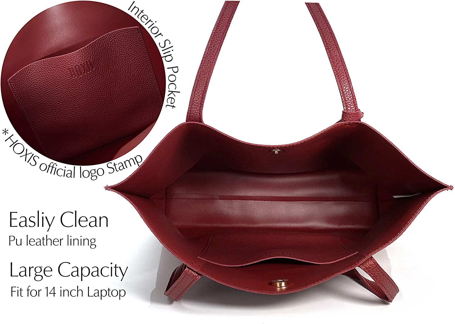 Minimalist Clean Cut Pebbled Faux Leather Tote Womens Shoulder Handbag