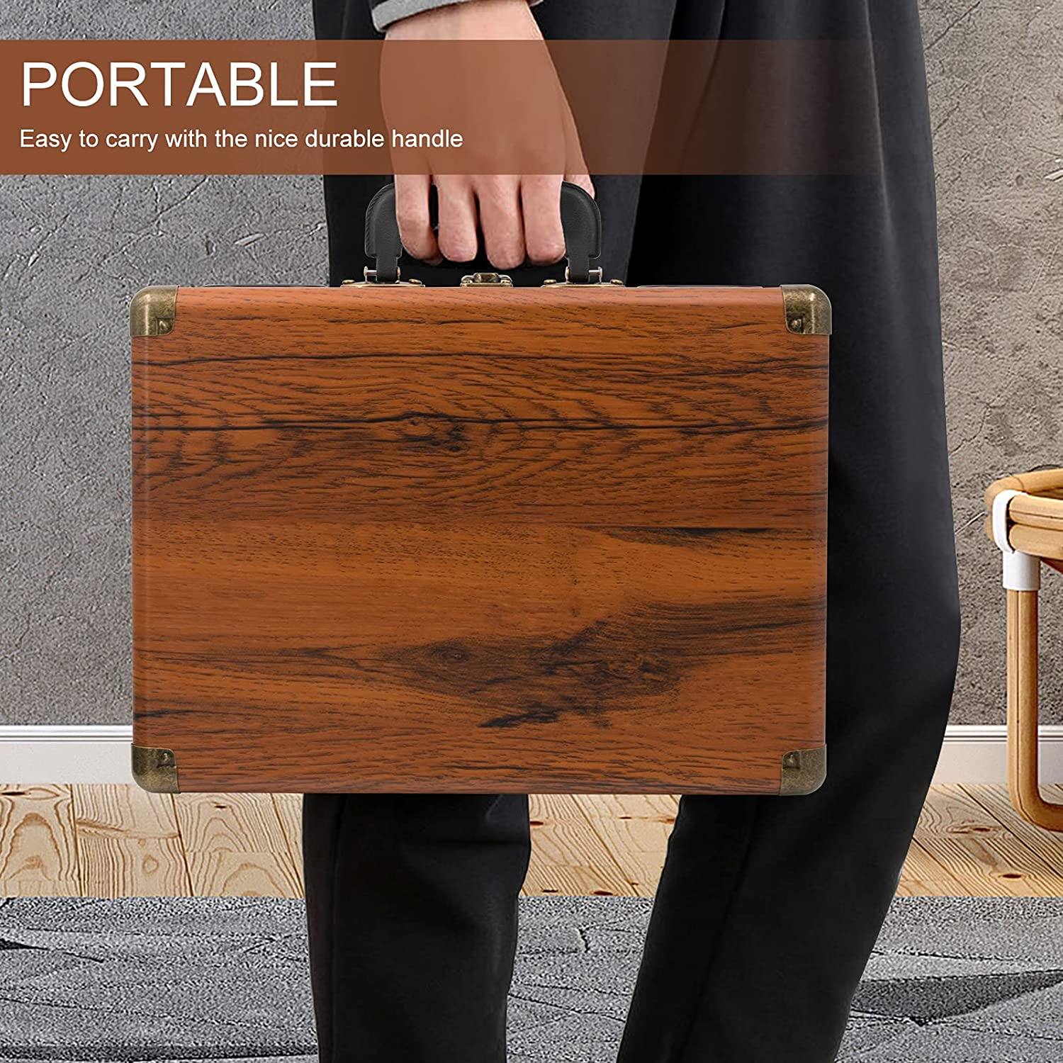 LP&No.1 Portable Suitcase Turntable with Stereo Speaker,3 Speeds Belt-Drive Vinyl Record Player Black - JOY2ESpree