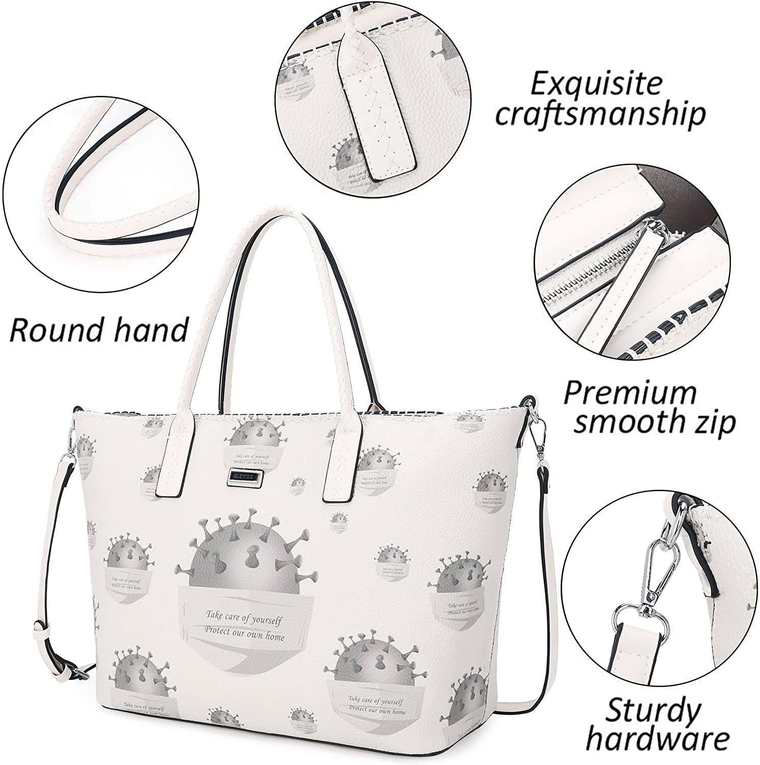 K.EYRE Women's Soft Faux Leather Tote Bag Purse Handbags Wallet Tote Shoulder Bag Purse Large Capacity