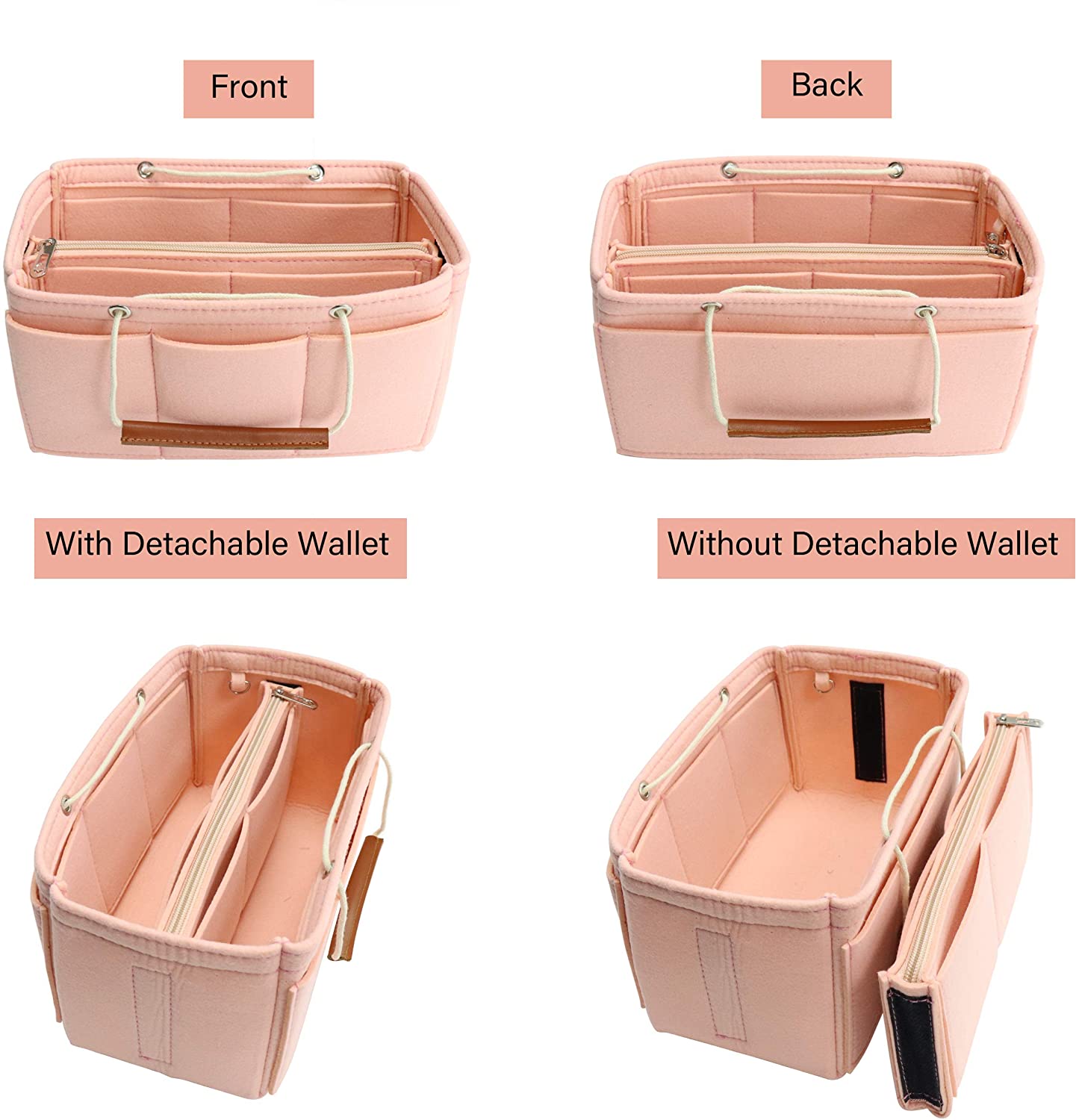 MISIXILE Felt Insert Bag Organizer - 2in1, Bag In Bag Tote Purse Organizer with Handles for Speedy Neverfull Longchamp