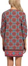 
                        
                          Load image into Gallery viewer, Women Bohemian Neck Tie Vintage Printed Ethnic Style Summer Shift Dress
                        
                      