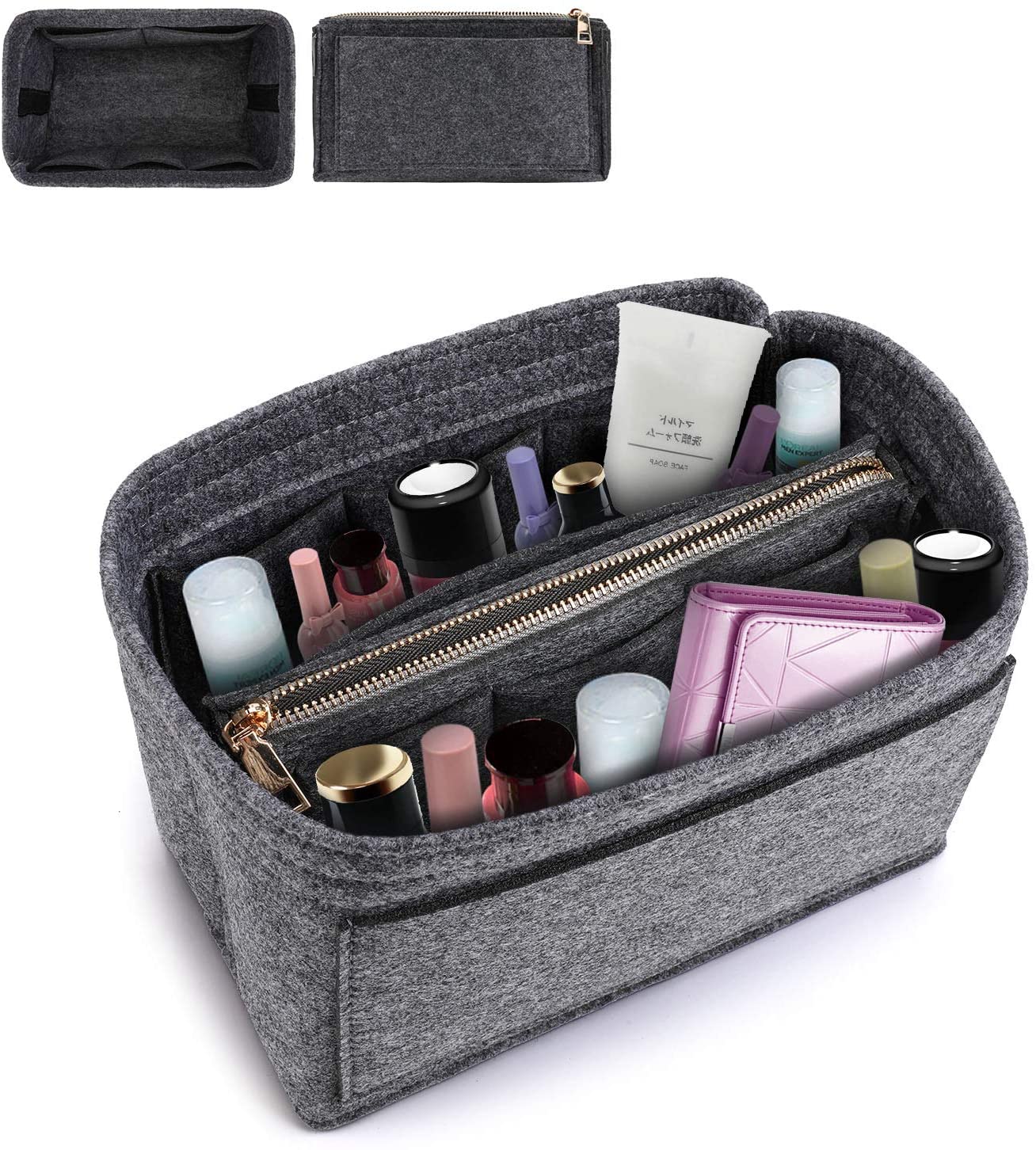 MA STRAP Purse Organizer with Detachable Zipper Pouch Multipurpose Felt Insert Bag Fit Speedy Neverfull Longchamp Tote