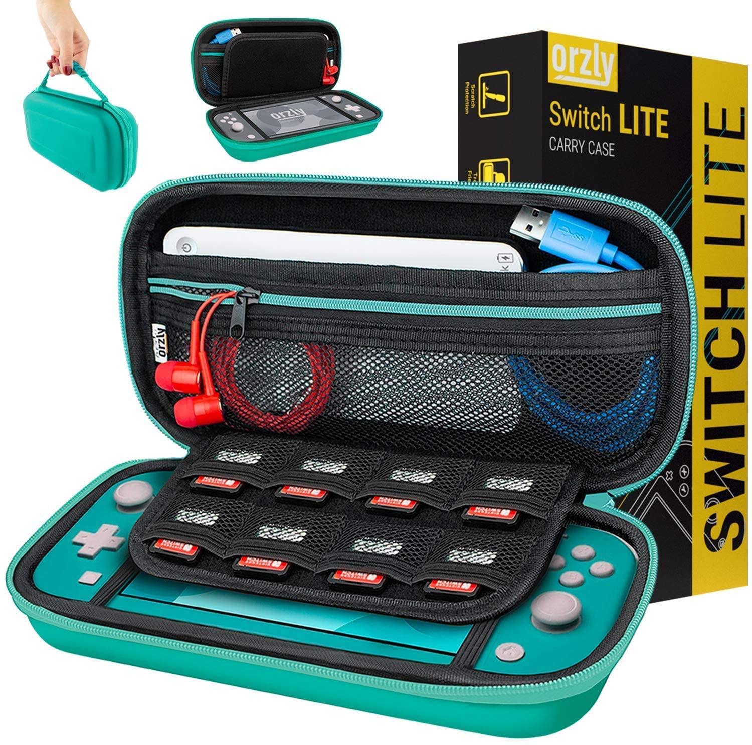 Orzly Case for Nintendo Switch Lite - Portable Travel Carry Case with Storage for Switch Lite Games & Accessories [Turquoise Blue Edition] - JOY2ESpree