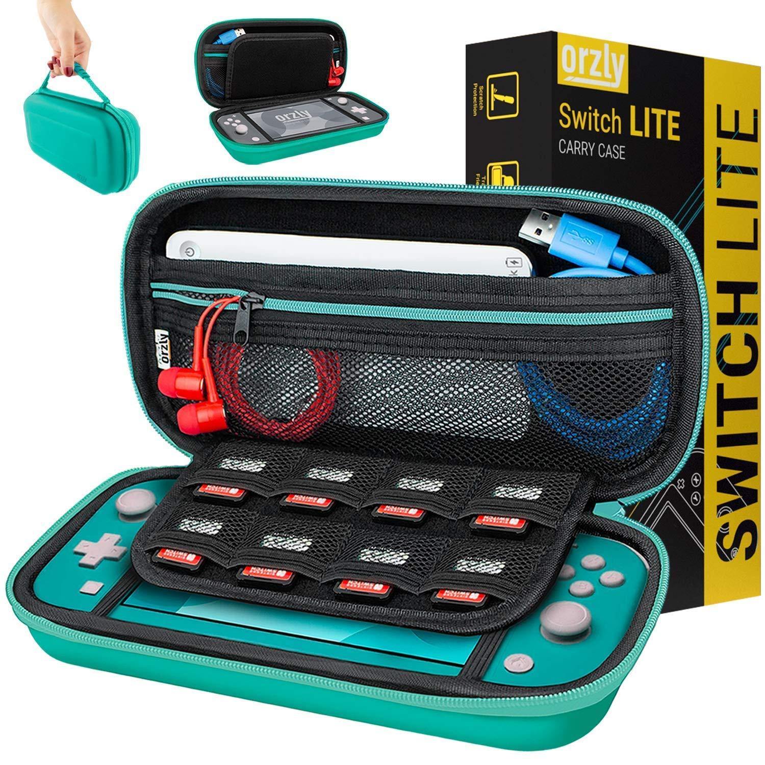 Orzly Case for Nintendo Switch Lite - Portable Travel Carry Case with Storage for Switch Lite Games & Accessories [Turquoise Blue Edition] - JOY2ESpree
