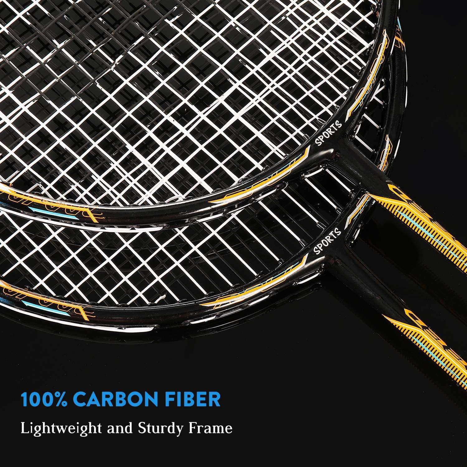 Fostoy Badminton Rackets, Badminton Sets for Backyards, Lightweight Carbon Fiber Badminton Racquets with 3 shuttlecocks and Carry Bag - JOY2ESpree