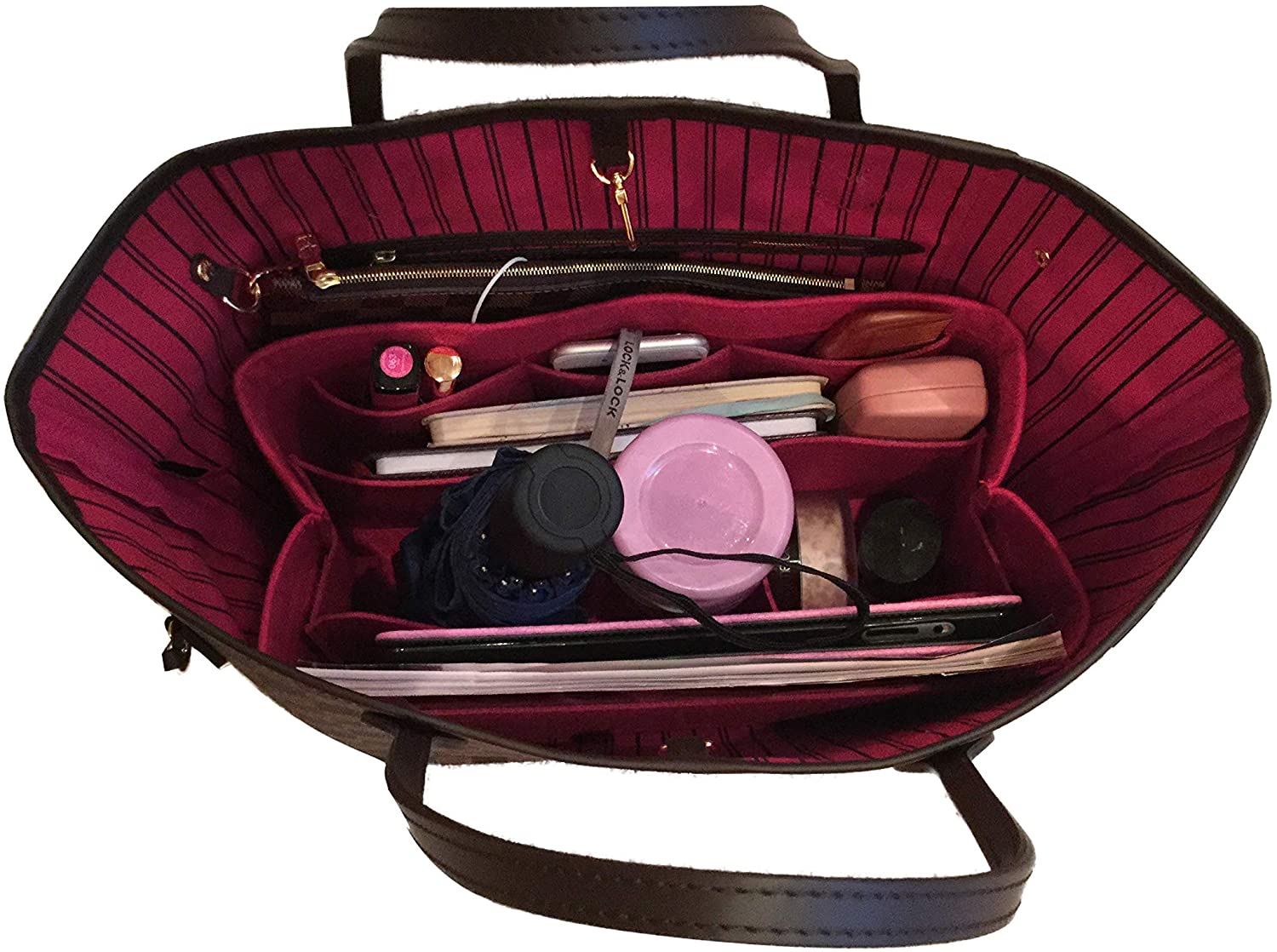 Felt Tote Bag Organizer Insert with Pockets, Handbag Purse Shaper, fits Neverfull, Speedy, Longchamp, etc.