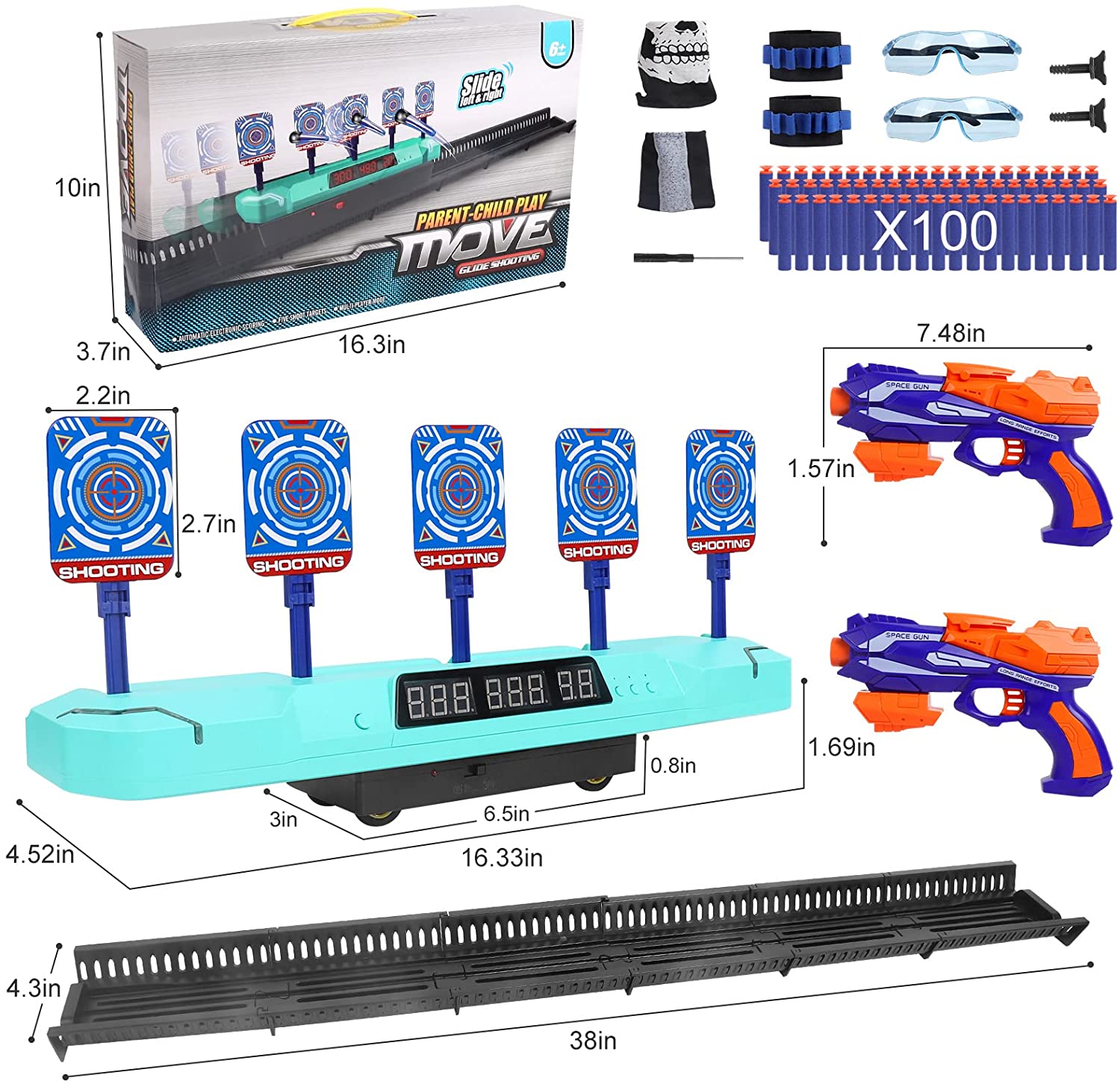STOTOY Electronic Targets for Nerf Guns, Running Shooting Target Scoring Auto Reset Digital Targets with Track, Practice Toys with Moving and Static Modes,Toy for Kids-Boys & Girls