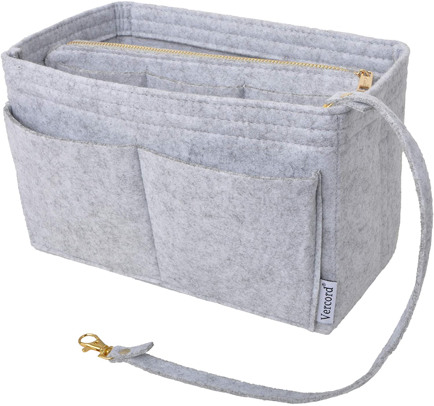 Vercord Felt Organizer Insert for Purse Handbag Tote Bag in Bag Inside Shaper Divider Neo Beige Small