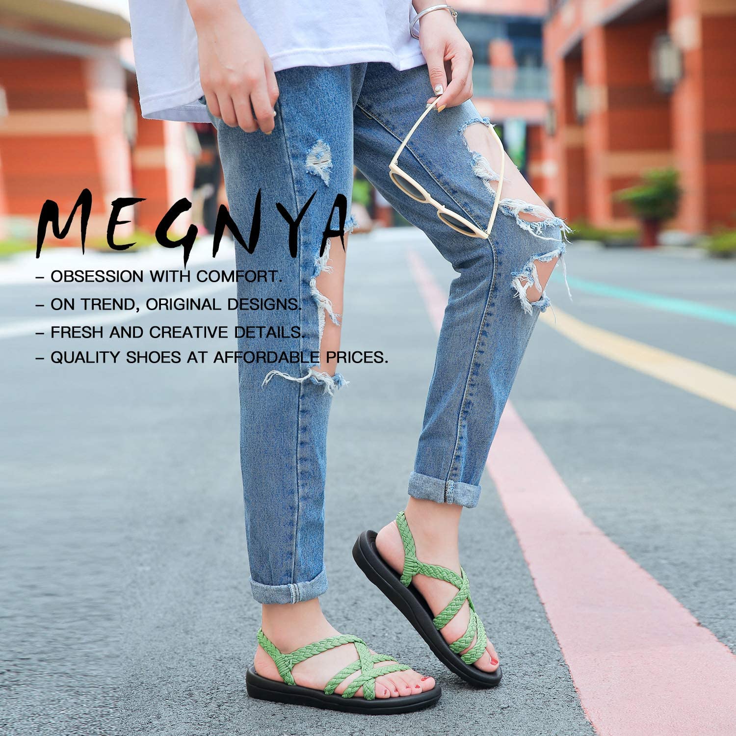 MEGNYA Women's Comfortable Walking Sandals with Arch Support Waterproof for Walking/Hiking/Travel/Wedding/Water Spot/Beach