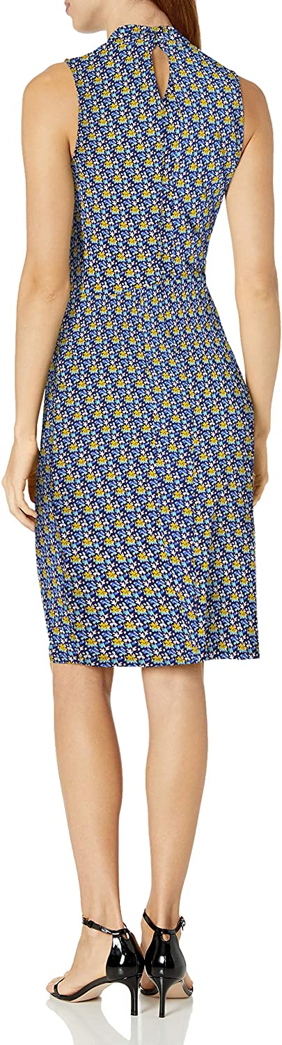 Amazon Brand - Lark & Ro Women's Sleeveless Crossover Twist Neck Faux Wrap Dress