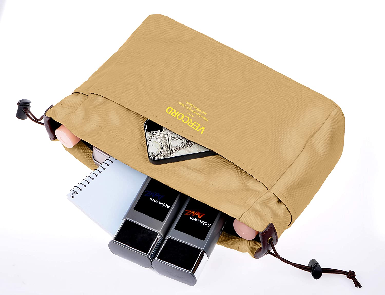 Vercord Canvas Handbag Organizers, Sturdy Purse Insert Organizer Bag in Bag, 10 Pockets Beige Small