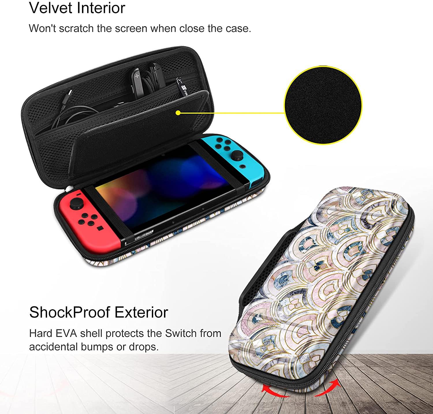 Fintie Carry Case for Nintendo Switch - [Shockproof] Hard Shell Protective Cover Travel Bag w/10 Game Card Slots - JOY2ESpree