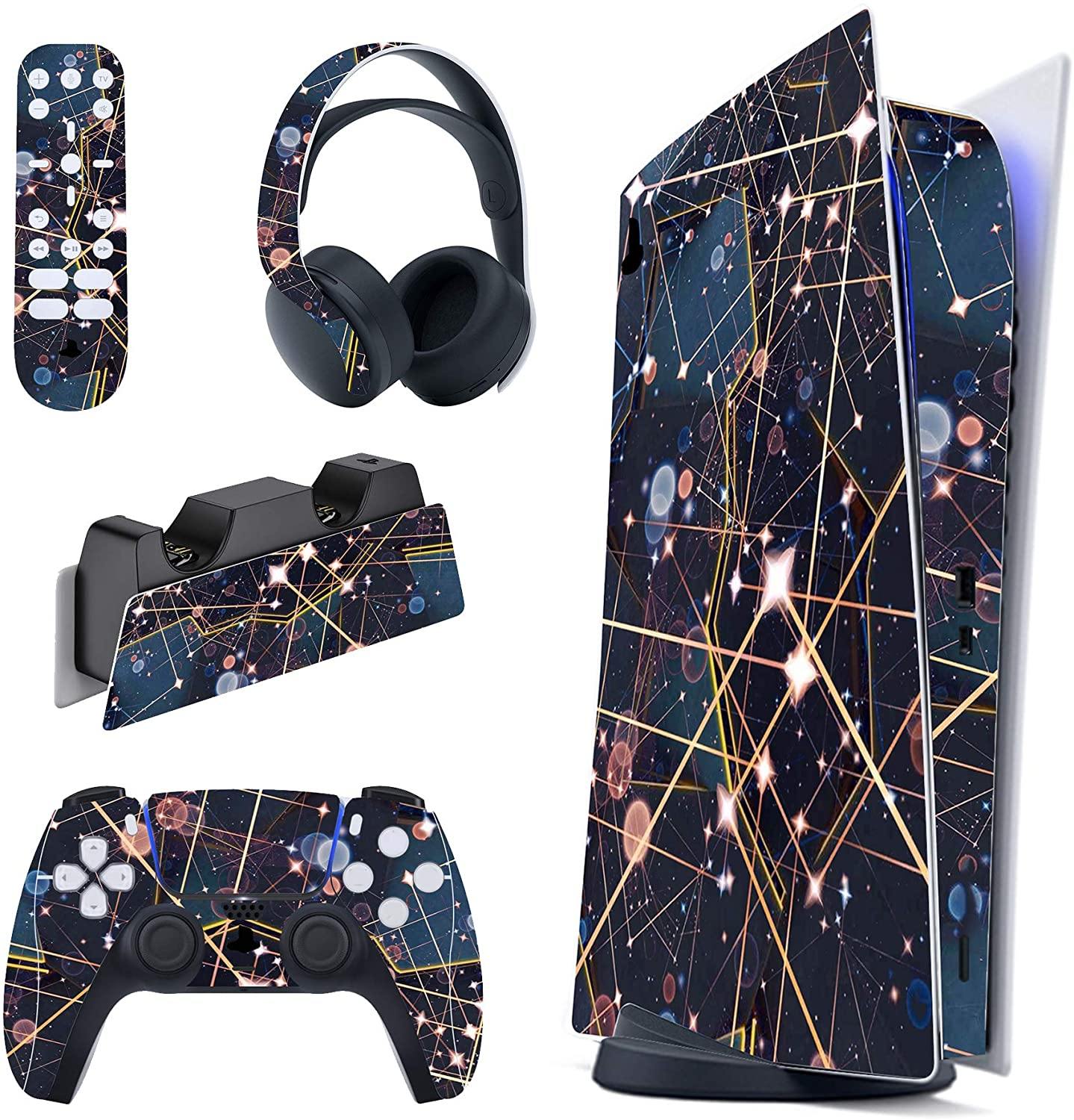 PlayVital Blue Nebula Full Set Skin Decal for PS5 Console Digital Edition - JOY2ESpree
