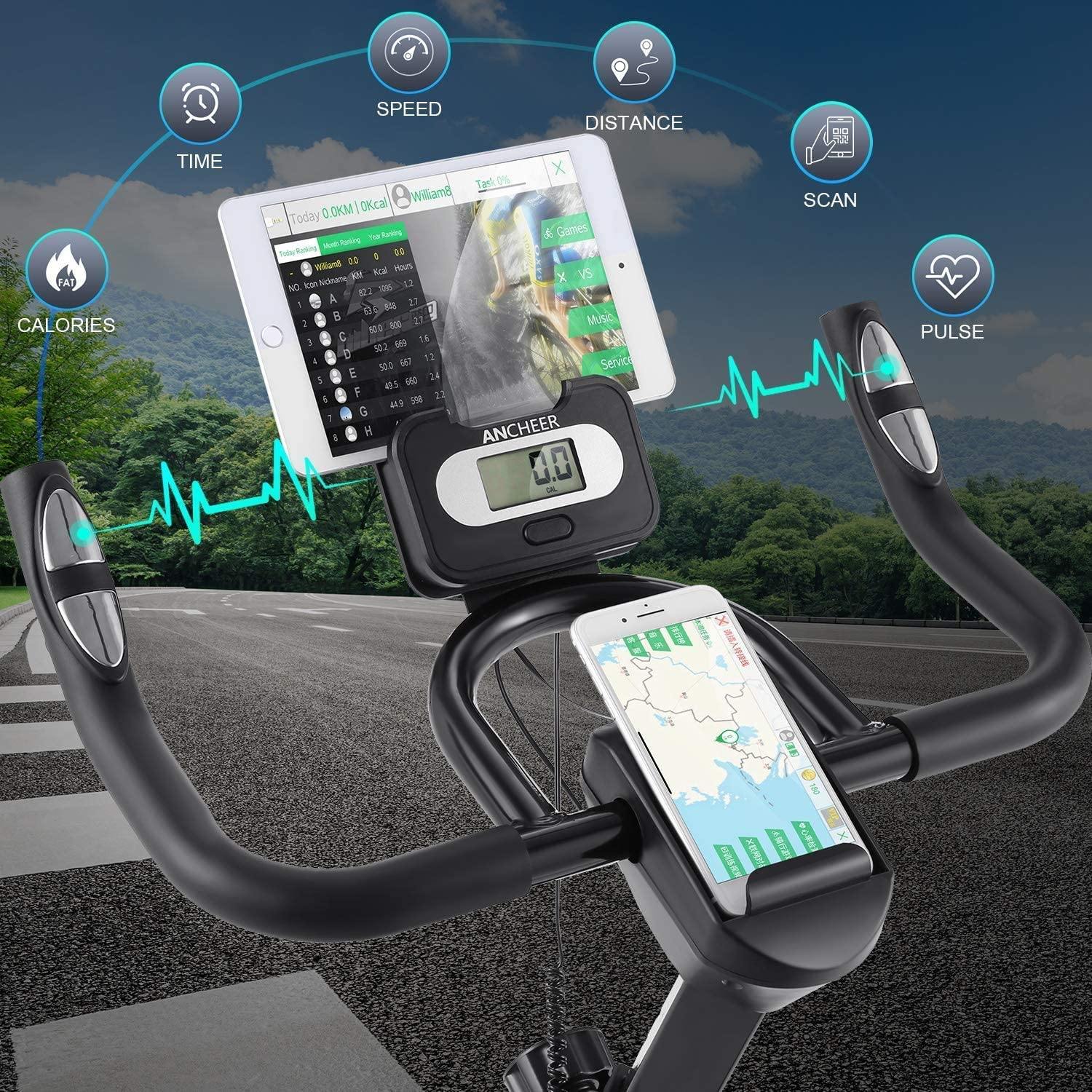 ANCHEER Exercise Bike with APP connection, 35LB Flywheel Max. - JOY2ESpree