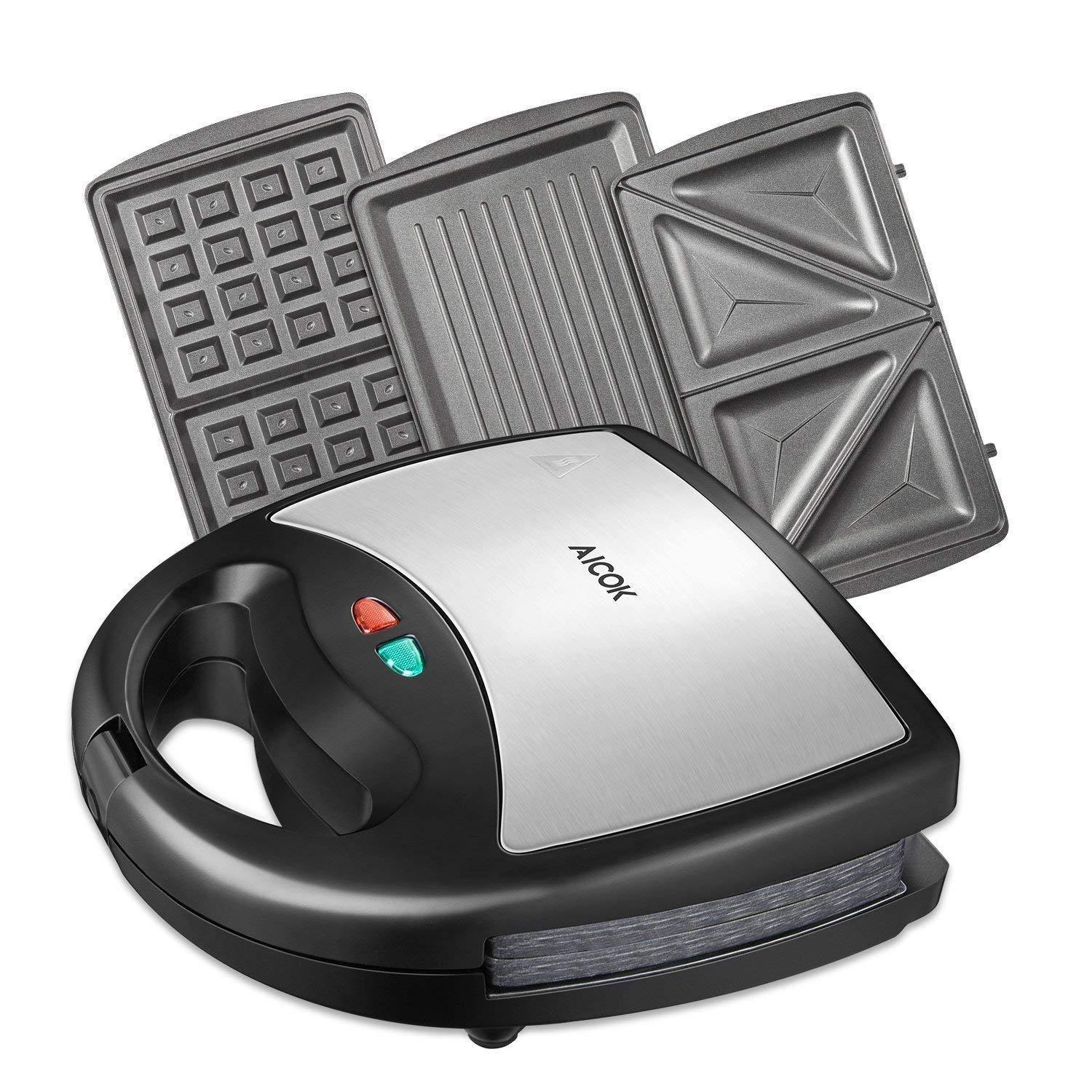 Aicok Sandwich Maker, Waffle Maker, Sandwich Grill, 750-Watts - JOY2ESpree