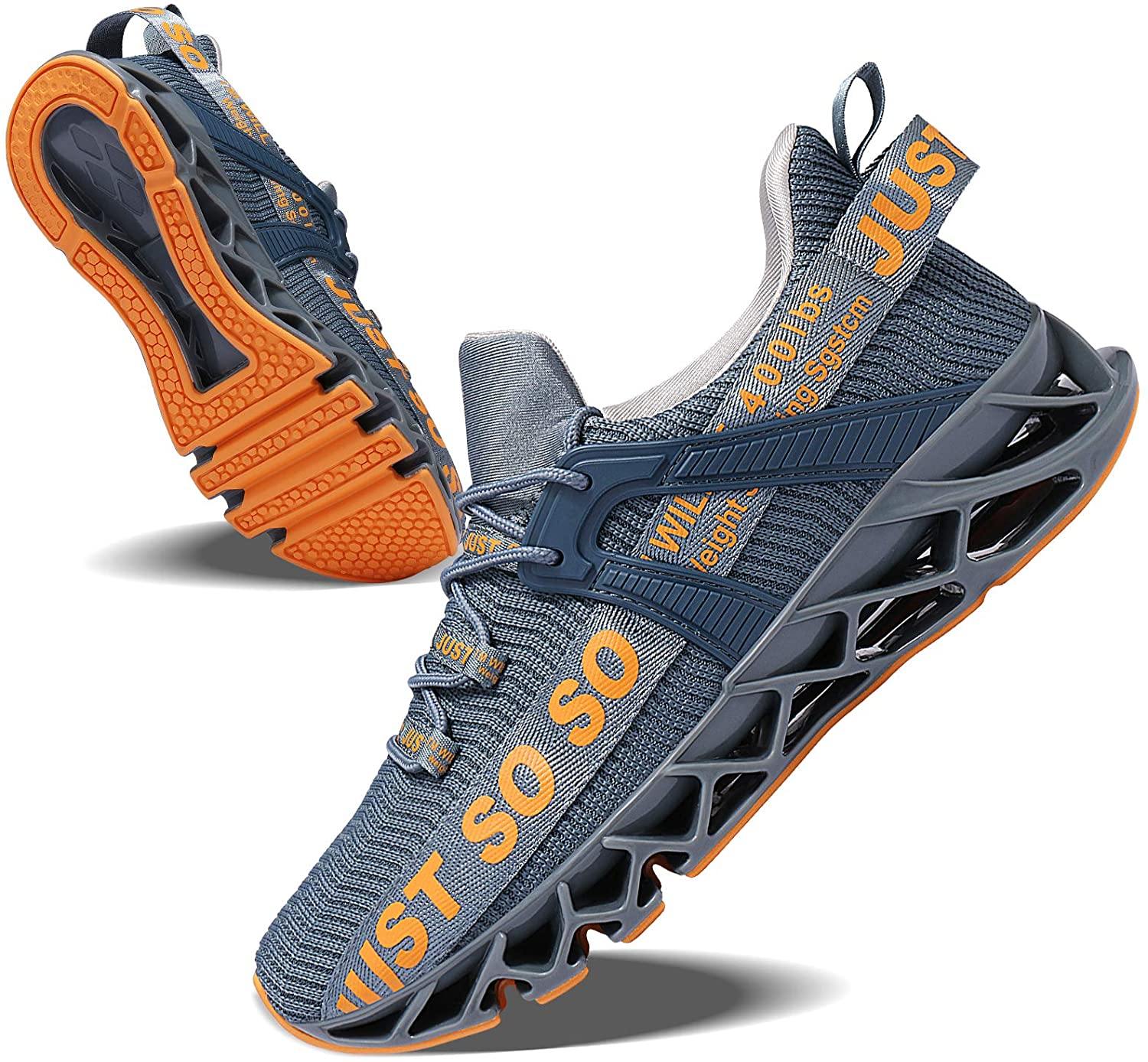 JSLEAP Mens Running Shoes Walking Non Slip Blade Type Sneakers