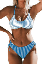 
                        
                          Load image into Gallery viewer, CUPSHE Women's Back Braided Straps Reversible Bottom Strappy Lace Up Bikini Sets
                        
                      