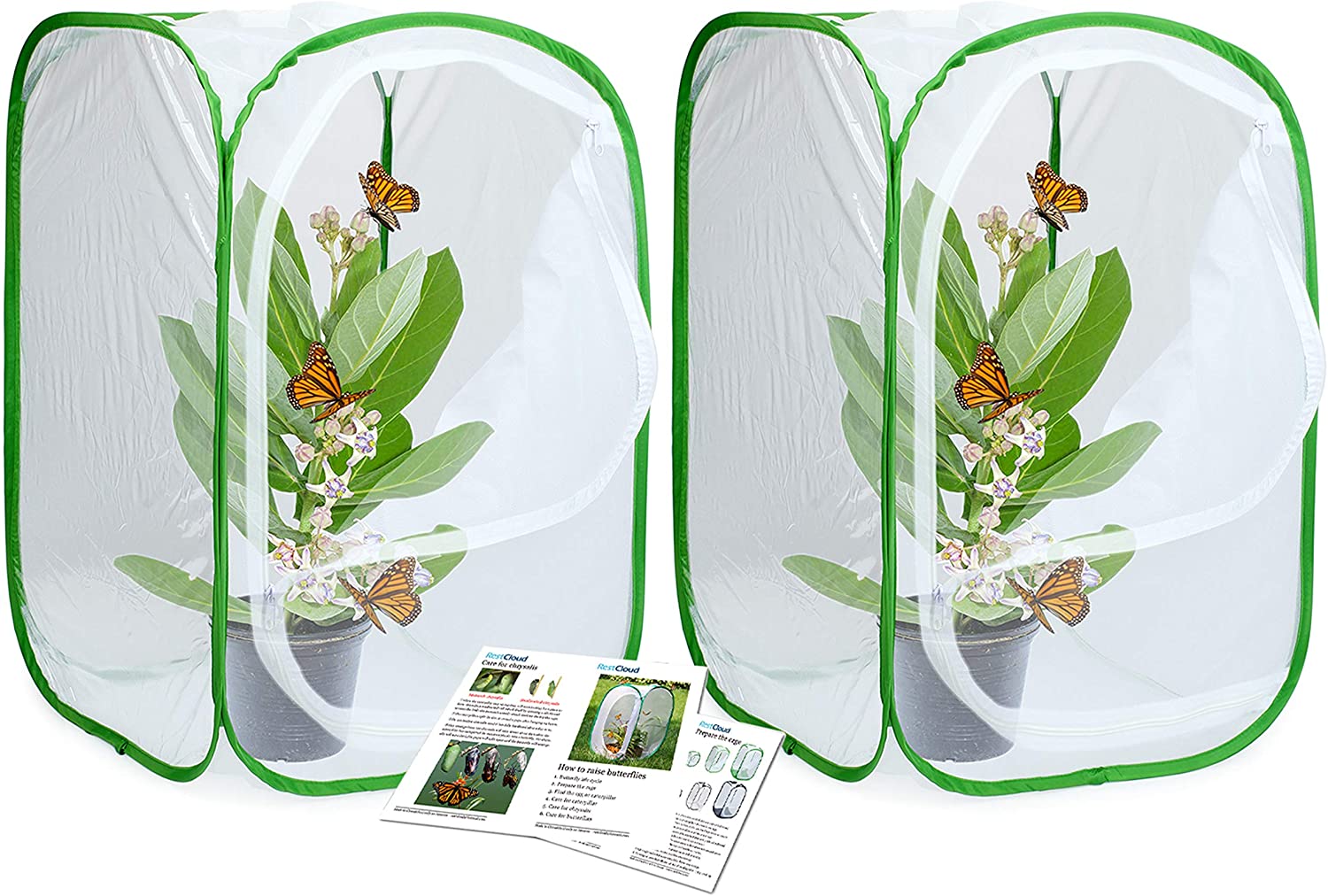 RESTCLOUD 24" Insect and Butterfly Habitat Monarch Butterfly Enclosure for Caterpillars Pop Up 24 Inches Tall Pack of 2 - JOY2ESpree