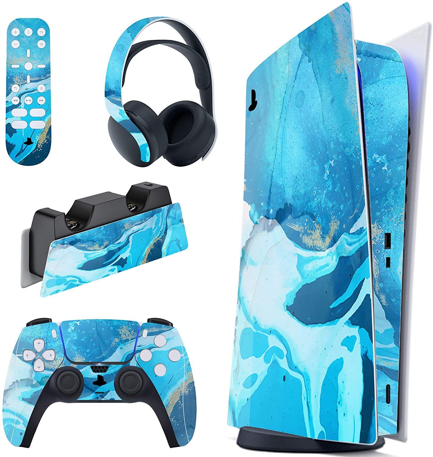 PlayVital Blue Nebula Full Set Skin Decal for PS5 Console Digital Edition - JOY2ESpree