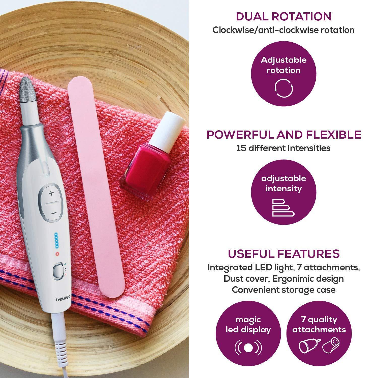Beurer 14-piece Professional Manicure & Pedicure Nail Drill Kit, Cordless