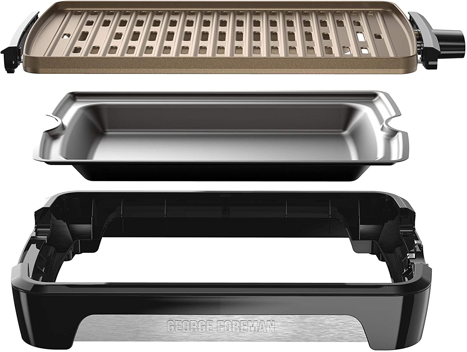 George Foreman GFS0090SB Open Grate Smokeless Grill, Black, Family Size - JOY2ESpree