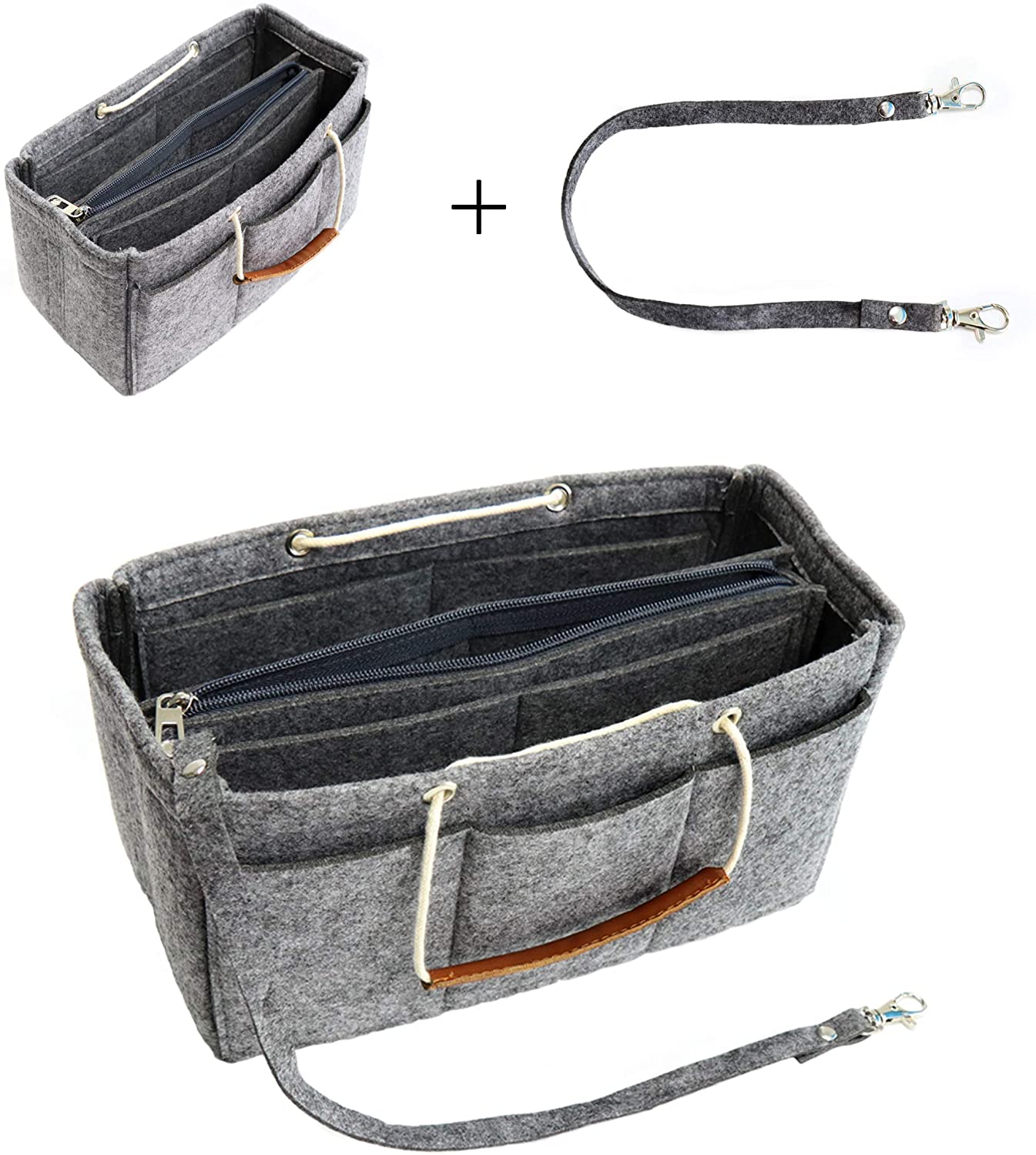 MISIXILE Felt Insert Bag Organizer - 2in1, Bag In Bag Tote Purse Organizer with Handles for Speedy Neverfull Longchamp