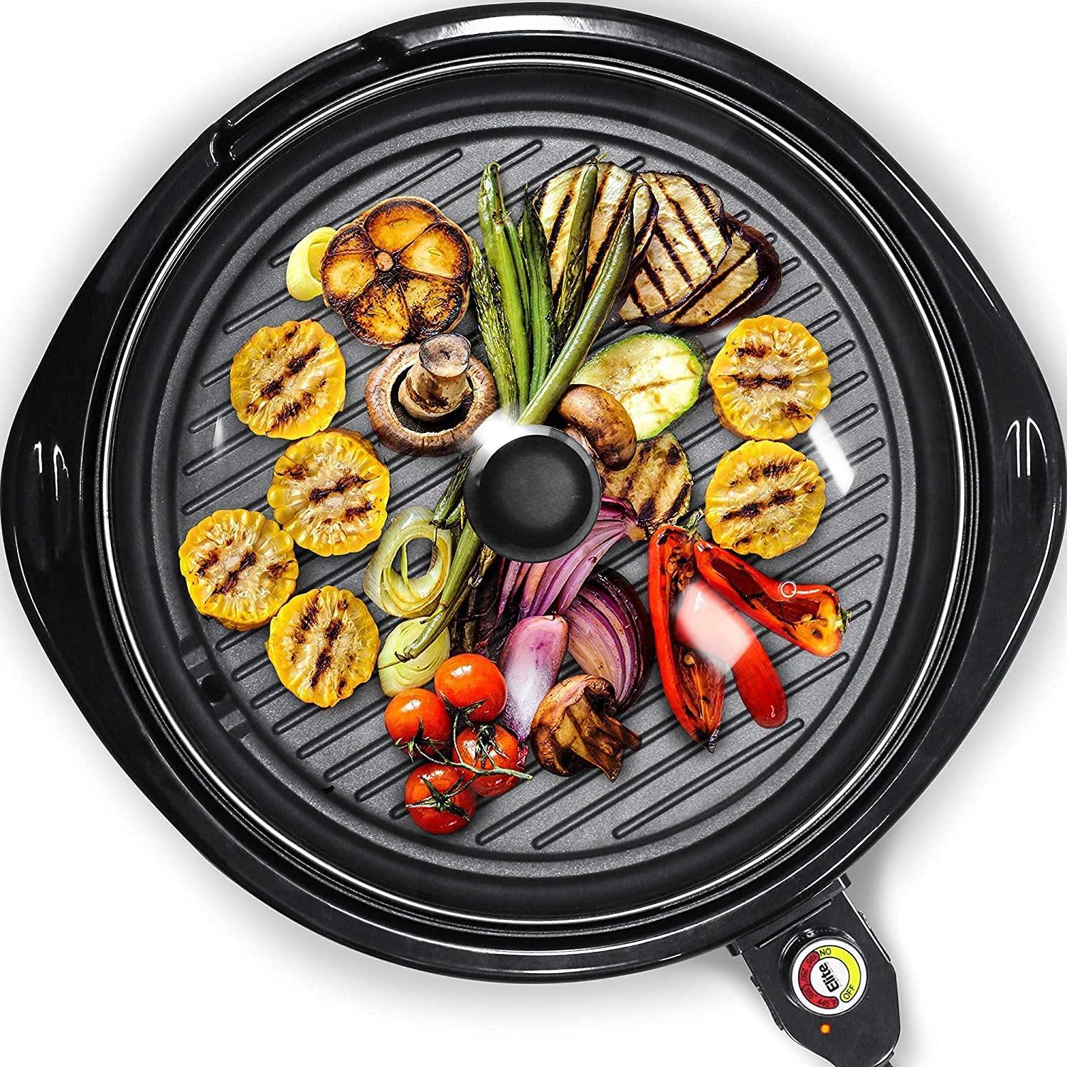 Elite Gourmet Smokeless Indoor Electric BBQ Grill with Glass Lid Dishwasher Safe - JOY2ESpree
