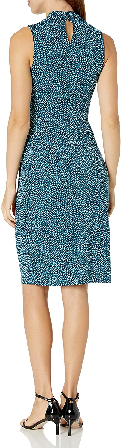 Amazon Brand - Lark & Ro Women's Sleeveless Crossover Twist Neck Faux Wrap Dress