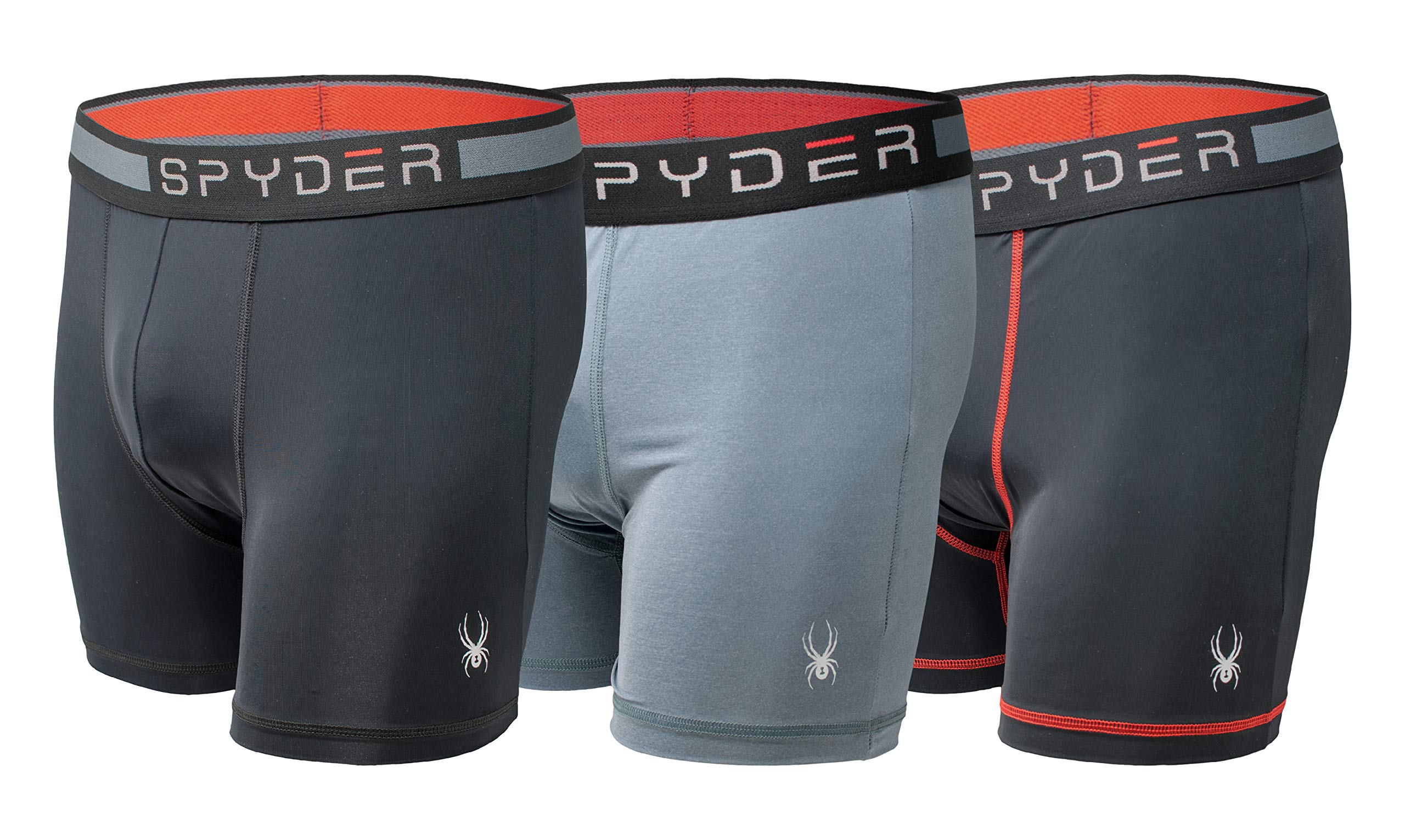 Spyder Mens Boxer Briefs Performance Sports Compression Shorts Athletic Mens Underwear - Mens Boxers Brief - 3 Pack for Men