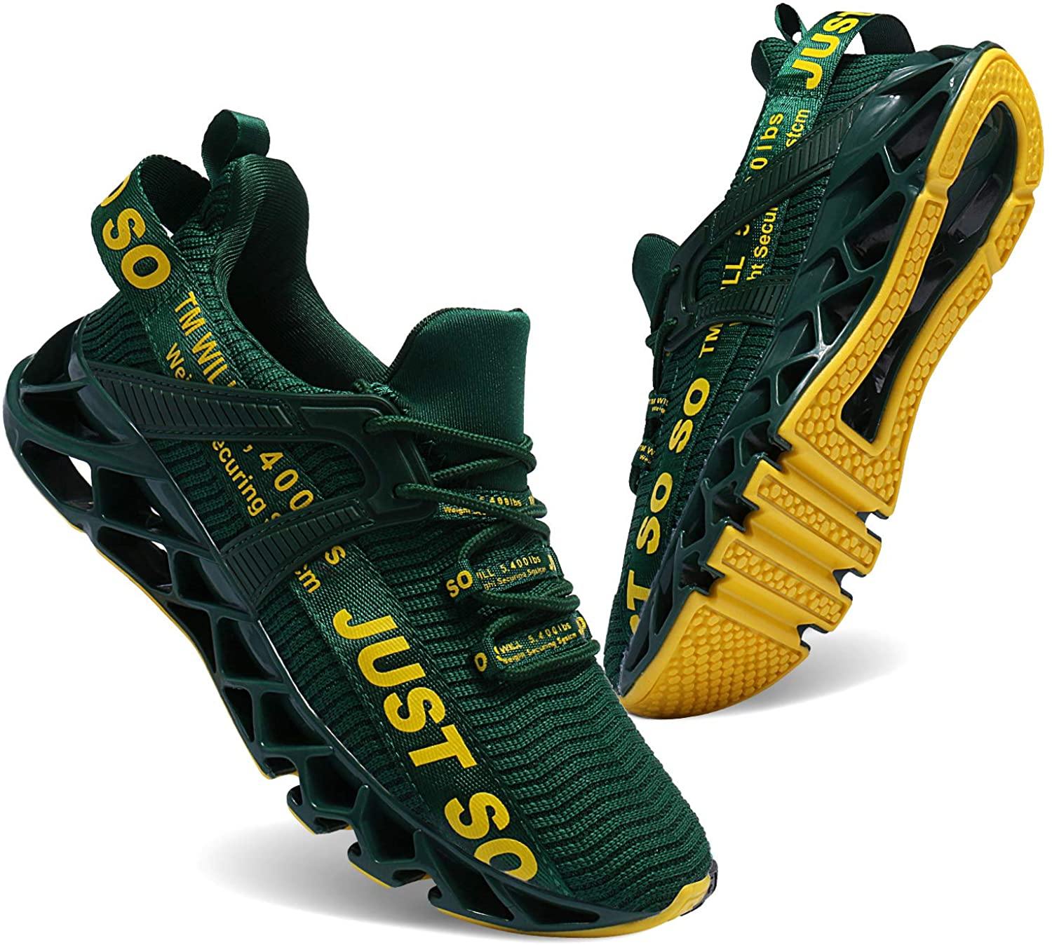 JSLEAP Mens Running Shoes Walking Non Slip Blade Type Sneakers