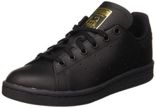 
                        
                          Load image into Gallery viewer, adidas Originals Stan Smith J Black/Gold Metallic Leather 4½ US Junior - JOY2ESpree
                        
                      