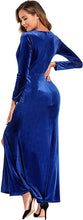 
                        
                          Load image into Gallery viewer, Ababalaya Long Sleeve Wrap Velvet Long Formal Dresses Cocktail Dress
                        
                      