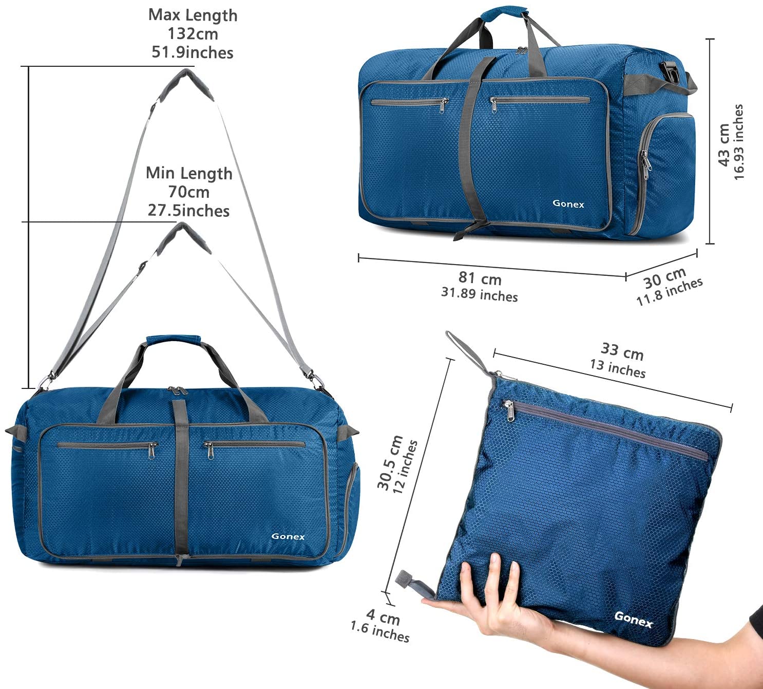 Gonex 150L Travel Duffel Bag Foldable Extra Large Duffle Bag XL Heavy Duty for Men Women for Luggage Shopping Gray