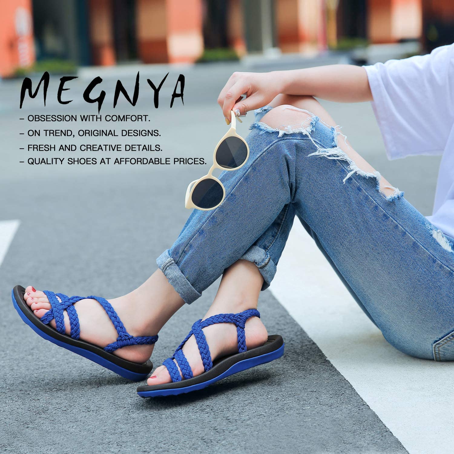 MEGNYA Women's Comfortable Walking Sandals with Arch Support Waterproof for Walking/Hiking/Travel/Wedding/Water Spot/Beach