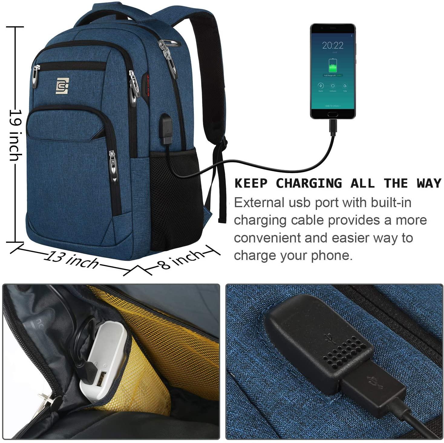Laptop Backpack,Business Travel Anti Theft Slim Durable Laptops Backpack with USB Charging Port - JOY2ESpree