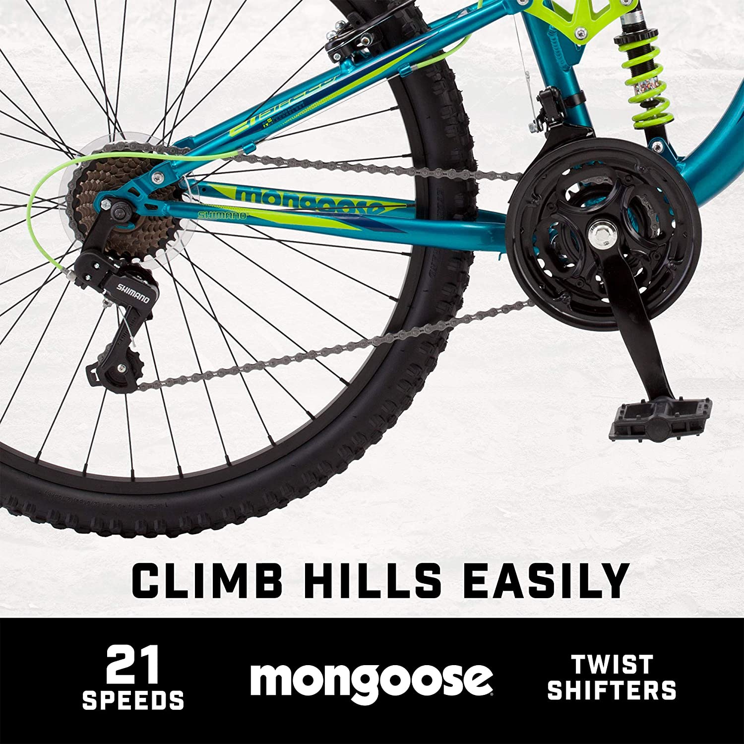 Mongoose Status 2.2 Mens and Womens Mountain Bike, 26-Inch Wheels, 21-Speed Shifters, Aluminum Frame, Front Suspension,a Black/Red