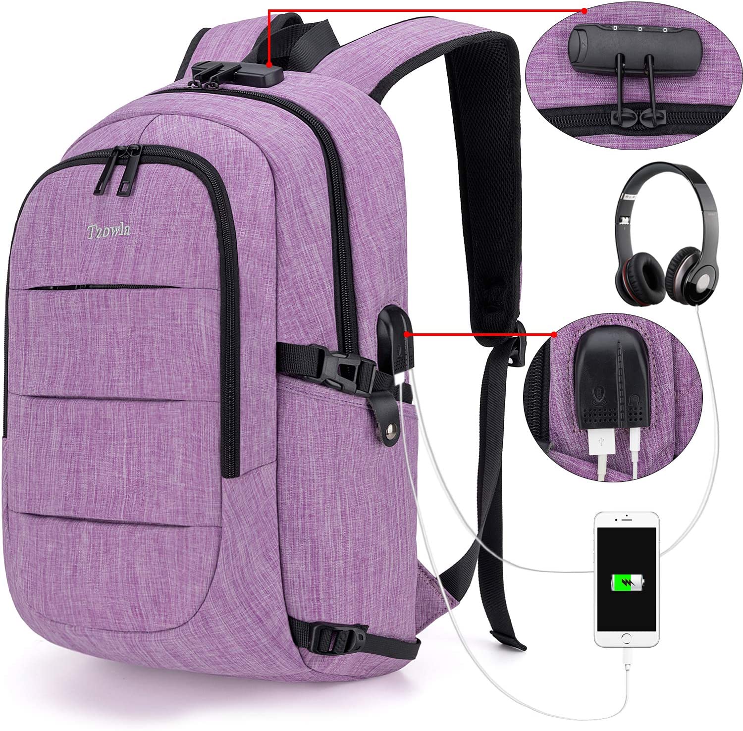 Travel Laptop Backpack Water Resistant Anti-Theft Bag with USB Charging Port