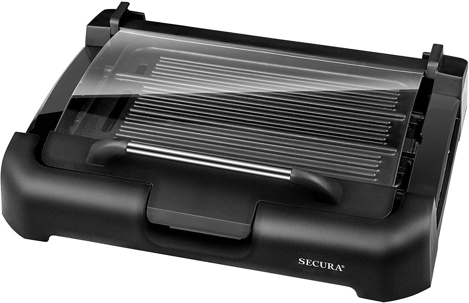 Secura Smokeless Indoor Grill 1800-Watt Electric Griddle with Reversible 2 in 1 Cast Iron Plate, Glass Lid, Extra Large Drip Tray (Dishwasher Safe) - JOY2ESpree