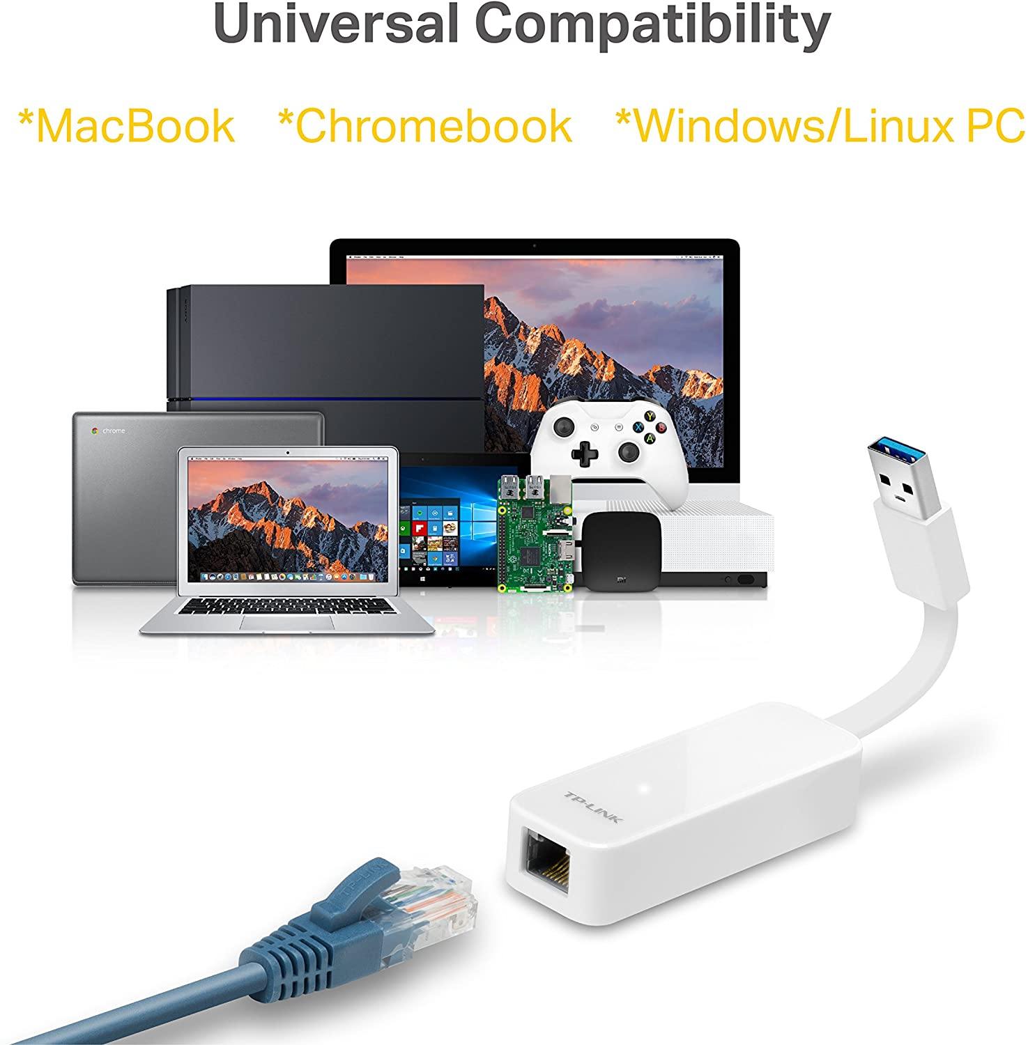 TP-Link USB to Ethernet Adapter (UE305), Foldable USB 3.0 to Gigabit Ethernet LAN Network Adapter, Supports Windows,Linux, Apple MacBook, Surface - JOY2ESpree