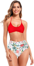 
                        
                          画像をギャラリービューアに読み込む, SHEKINI Women's Floral Printing Cutout Strappy Halter Swimsuits Bikini Suits
                        
                      