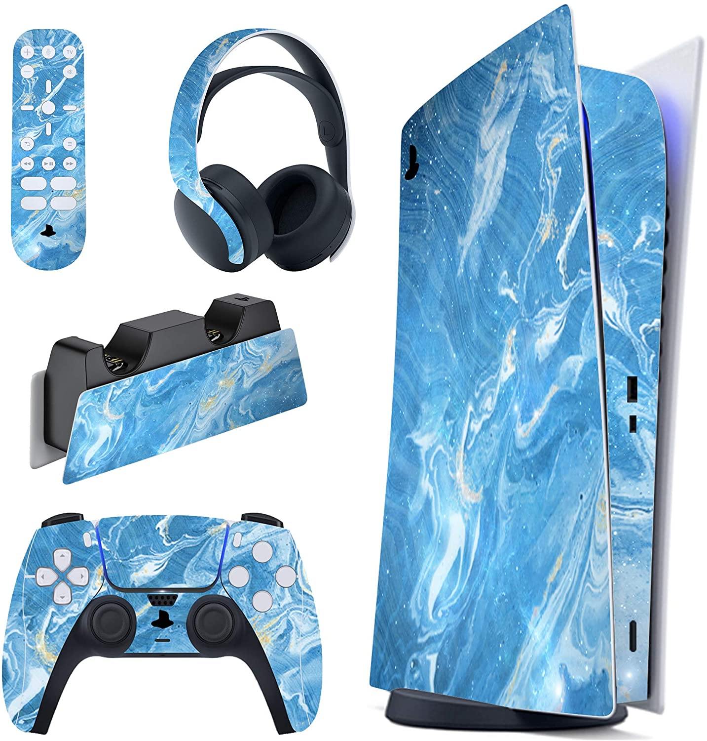 PlayVital Blue Nebula Full Set Skin Decal for PS5 Console Digital Edition - JOY2ESpree