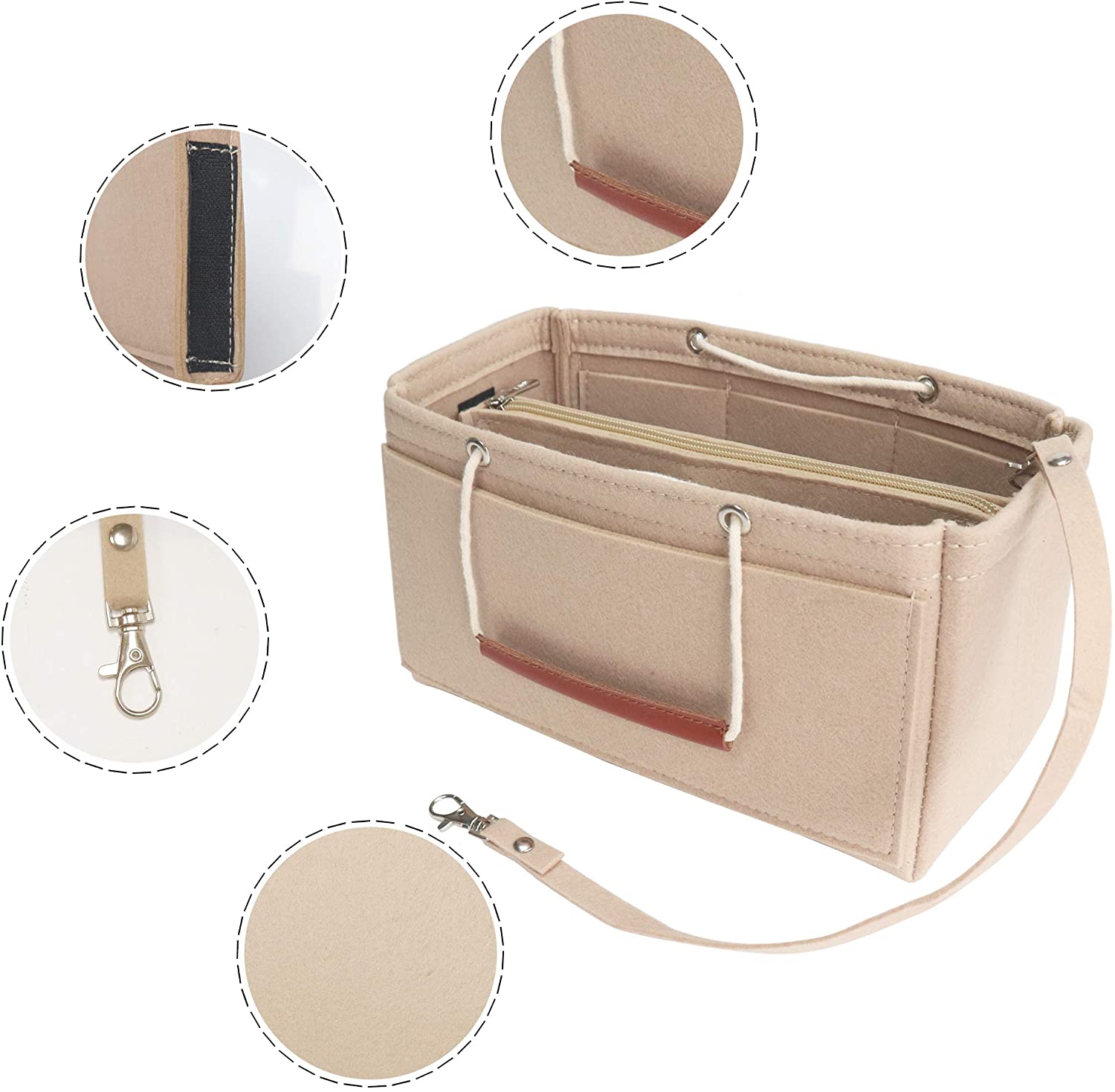 MISIXILE Felt Insert Bag Organizer - 2in1, Bag In Bag Tote Purse Organizer with Handles for Speedy Neverfull Longchamp