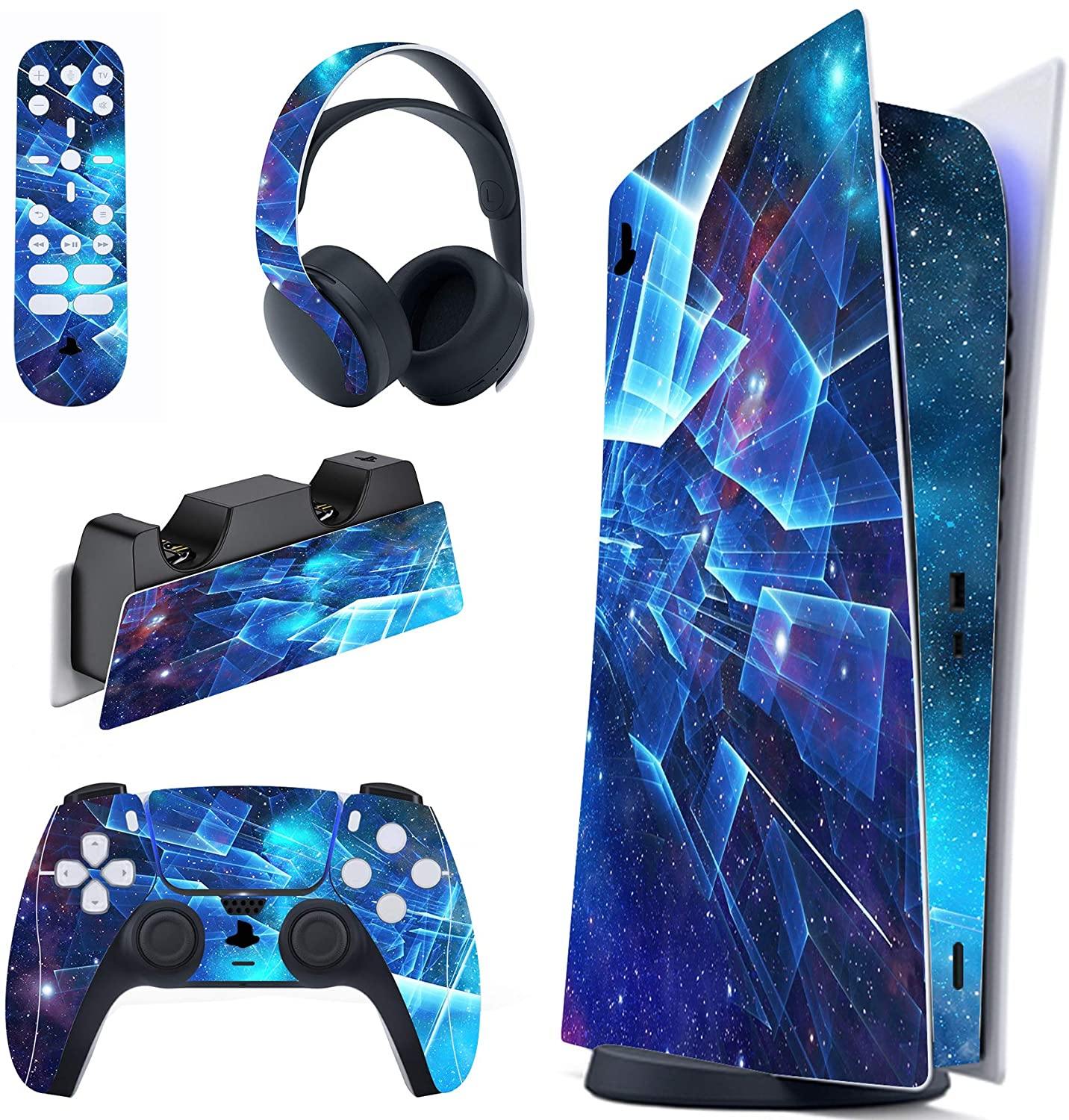 PlayVital Blue Nebula Full Set Skin Decal for PS5 Console Digital Edition - JOY2ESpree