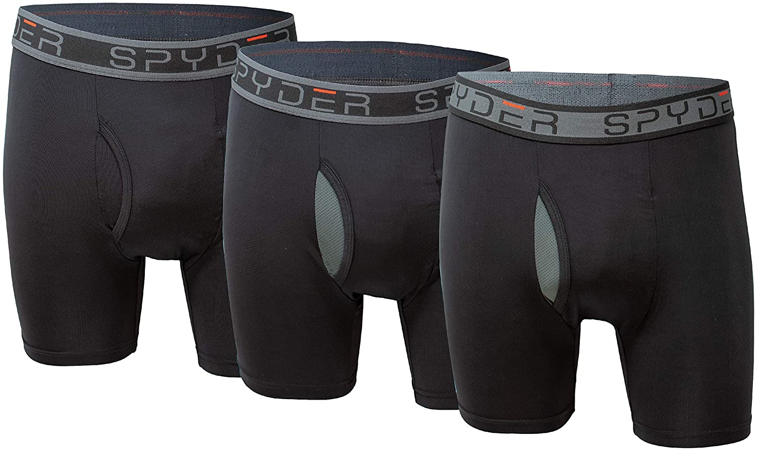 Spyder Performance Mesh Mens Boxer Briefs Sports Underwear 3 Pack W/Fly Front