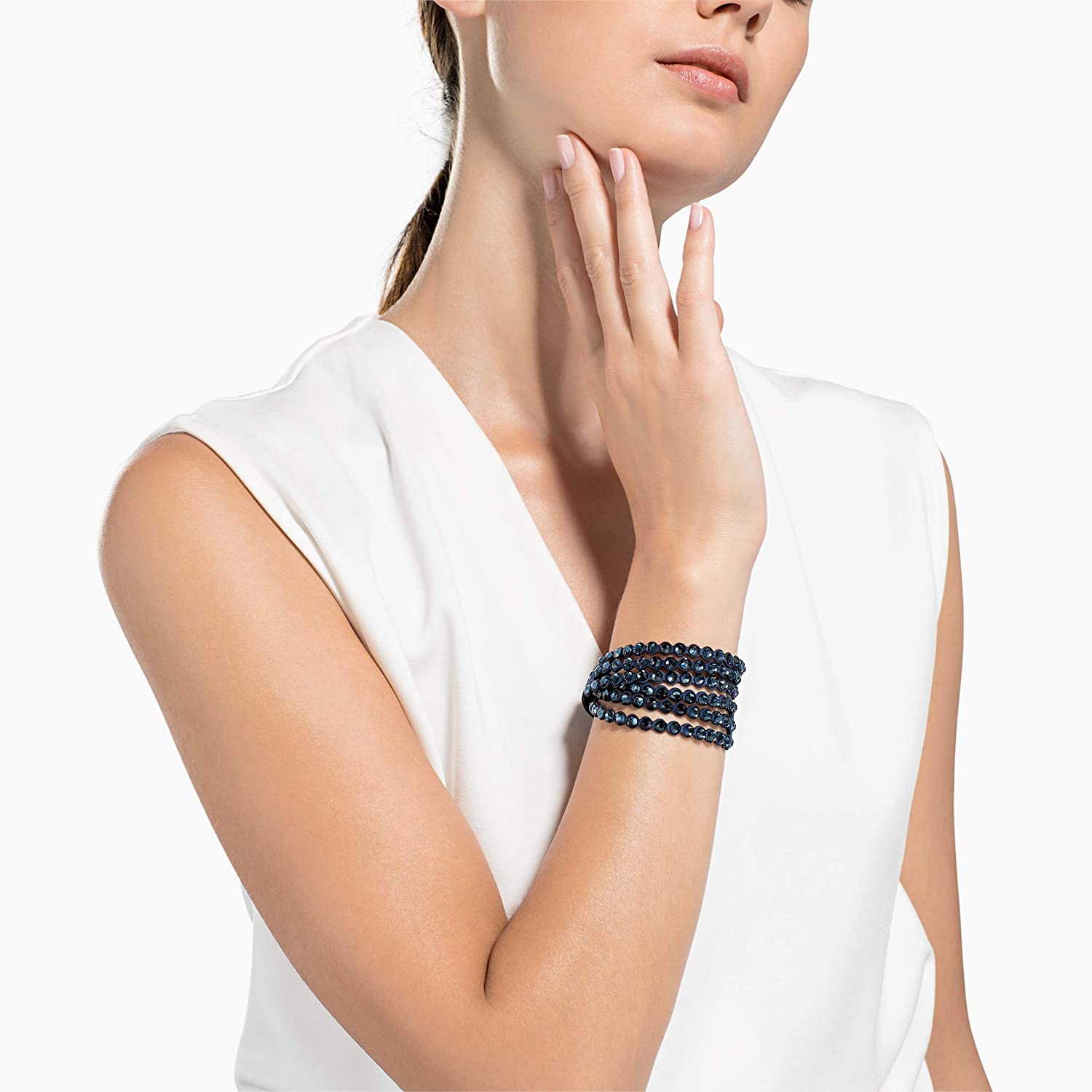 SWAROVSKI Women's Leather Look Crystal Power Bracelet Collection - JOY2ESpree