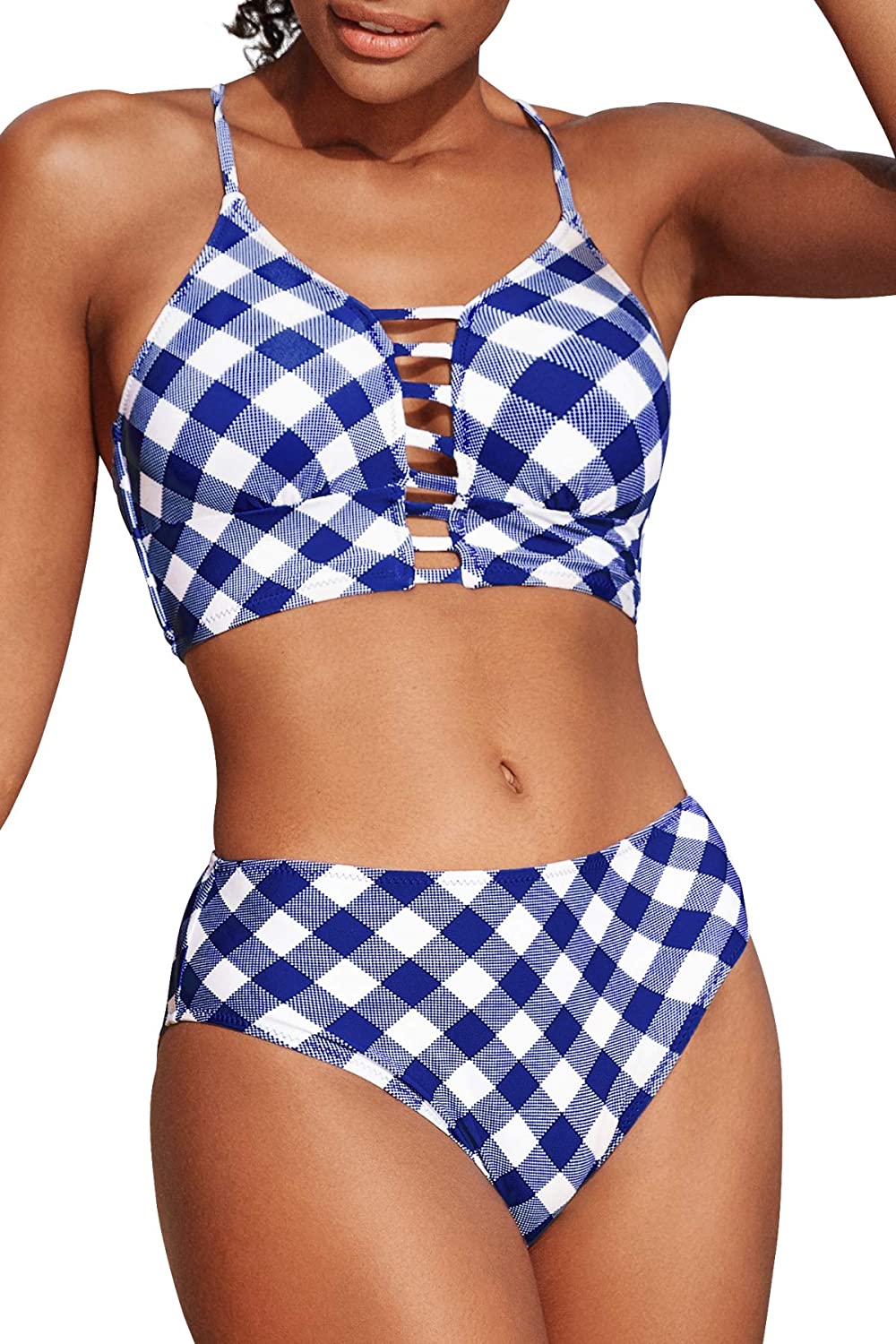 CUPSHE Women’s Bikini Swimsuit Floral Print Lace Up Strappy Two Piece Bathing Suit