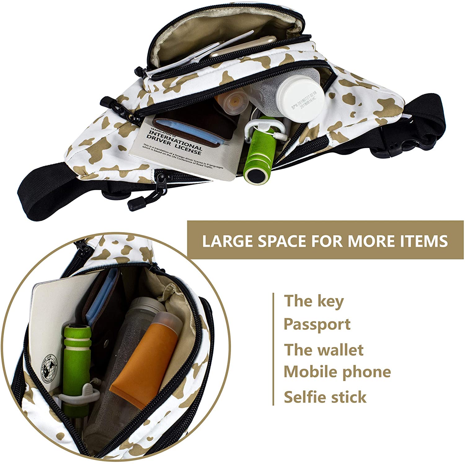 TOPERIN Fashion Fanny Pack Cute Running Belt Waist Pack Running Waist Bag Belt